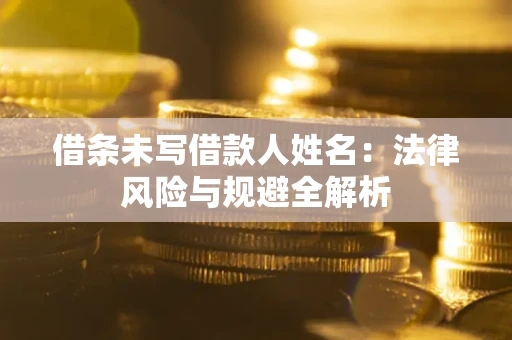 武汉借条未写借款人姓名：法律风险与规避全解析